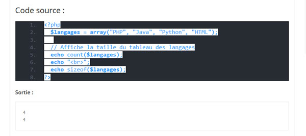 Comment compter tous les éléments d'un tableau en php
